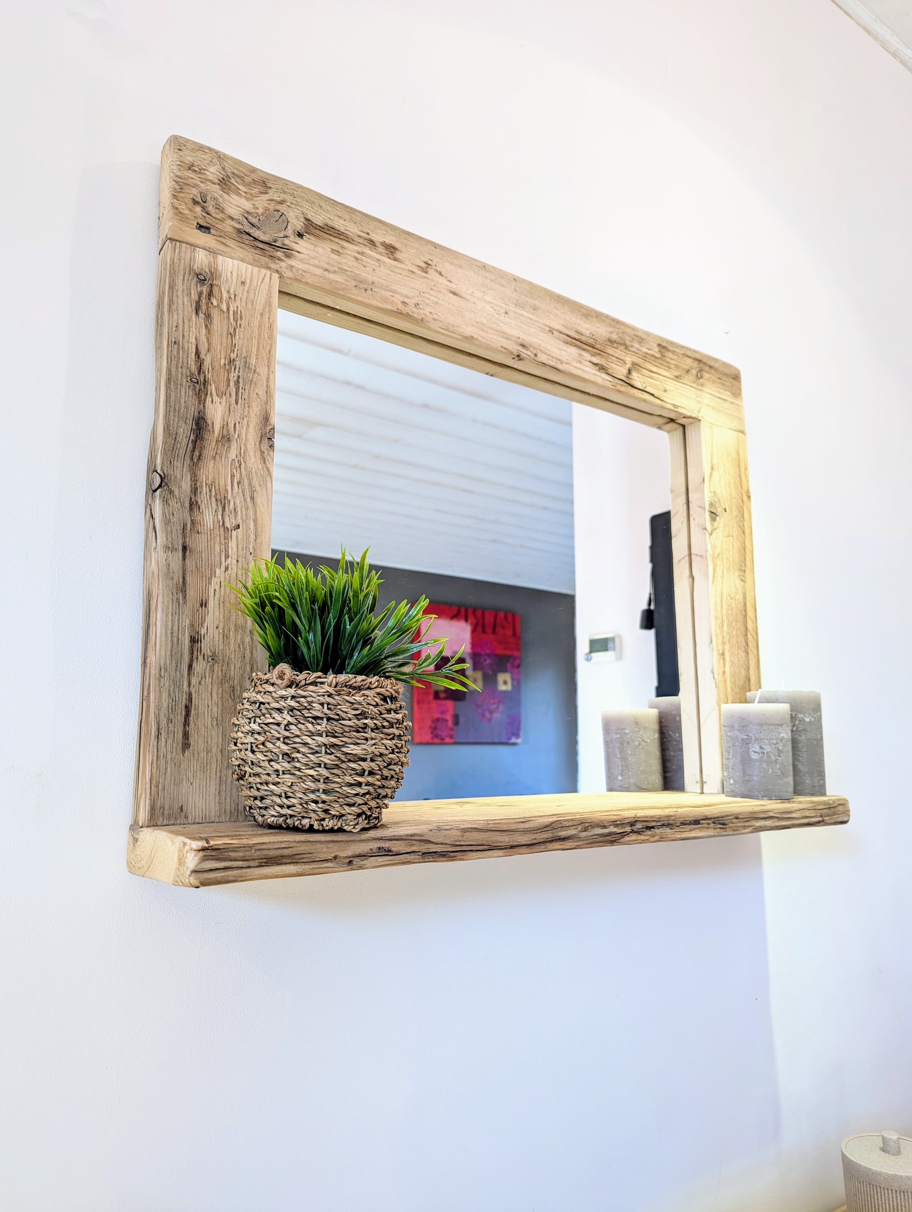 Miroir “Noé” – rustique avec rebord bougies